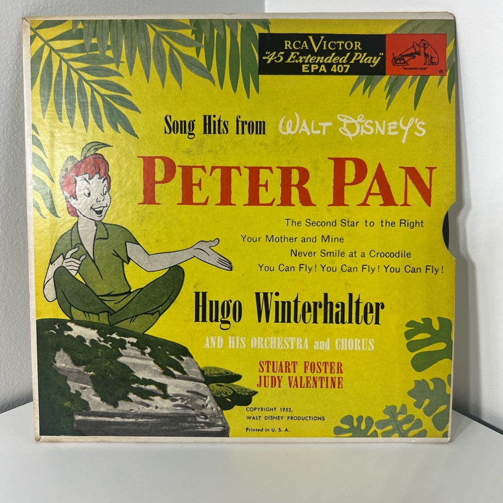 Vintage 1952 Walt Disney's Peter Pan Vinyl Record EPA-407